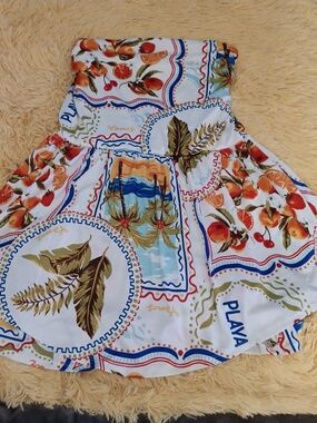 DerekHeart Romper/Beach Cover Up Tropical Lined Stretchy Strapless, Feminine Xl
